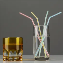 キッチン用品用の使い捨て肘プラスチックストロー100 PCS 100 PCS BAR PARTY EVENTS STRIPED BENDABLE COCKTAIL DRINKING STRAWS 20220426 D3