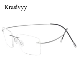 Óculos de sol da moda enquadramentos krasivyy ultralight rimless cois moldure homens homens puro titânio prescrição óptica óculos masculino 2022 miopia squar