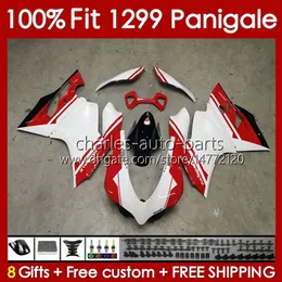 Injektion White Red Mold Body for Ducati Panigale 959R 1299R 959S 1299S 2015-2018 BOODYWORK 140NO.94 959 1299 S R 2015 2016 2017 2018 959-1299 15 16 17 18 18 OEM FAIRING