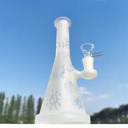 9 buz dondurulmuş krem ​​beyaz nargile su borusu bong bubatbler anime karikatür yüz 14mm kase bongs yerel depo