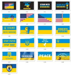NY!!! Party Assembly Flagga fred Jag står med Ukraina Flag Support Ukrainska Banner Polyester 3x5 ft DHL Snabb 0414