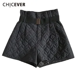 Chicever koreanska shorts för kvinnor hög midja ramar fickor minimalism plus storlek bomull lös kort kvinnlig mode kläder 220419