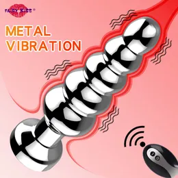 Fjärrkontroll vibrator manlig prostata massager anal dildo kvinnlig onanator metall rumpa plugg vibrerande sexiga leksaker för män kvinnor