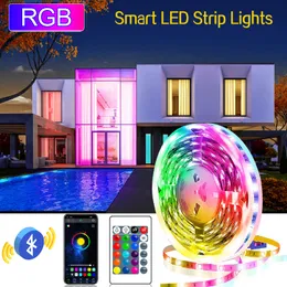RGB LED şeritleri ışık 5050 dc 12v 5m 10m Esnek Diyot Bant 15m 20m 20m RGB LED'ler Neon WiFi Denetleyici Adaptör Seti