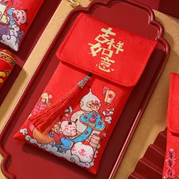 Present Wrap Chinese Year Ten Thenushing Yuan Red Envelope Bag Original Målning Silk Baby Full Moon Spring Festival Envelopegift