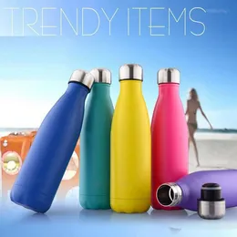 Sport doppelwandige vakuumisolierte Wasserflasche, Becher, Cola-Form, Edelstahl, 500 ml, Sport-Vakuumflaschen, Thermoskannen, Reiseflaschen, sxa14