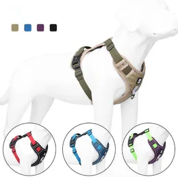 Pettorine per cani Guinzagli No-Pull 1680D Oxford Pettorina per animali con clip per guinzaglio Gilet imbottito morbido regolabile Riflettente No-Choke con maniglia di facile controllo per cani di taglia media e grande