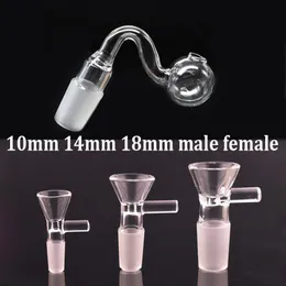 Wasserpfeifen Glas Ölbrenner Rohr männlich weiblich 10 mm 14 mm 18 mm Öl-Tabak-Trichter Schüsselstücke für Bubbler Dab Rig Bong mit 30 mm Kugel am günstigsten