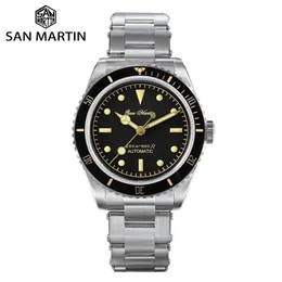 San Martin Mężczyzn Watches 38 mm Diver 6200 Retro Water Ghost Luxury Sapphire NH35 Automatyczne mechaniczne zegarek Vintage 20bar Luminous 220618