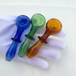 Small 4 Inch Smoking Pipes Mini Colorful Pyrex Glass Oil Burner Pipes Water Bongs Tobacco Accessories 25g Spoon Handle Bong