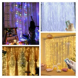 Strings Window Curtain Fairy String Lights USB Remote Control Garland Garden Wedding Christmas Lamp Party Indoor Outdoor DecorationLED LED