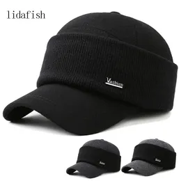 Lidafish Winter Tide Protezione per le orecchie Berretto da baseball Outdoor Addensare Caldo Uomo Papà Cappello lavorato a maglia Snapback