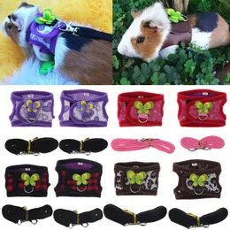 Hundhalsar Leases Hamster Harness Vest Justerbar koppeluppsättning för marsvin Chinchilla Möss Rat Ferret Small Animal Accessorie Drop Ship