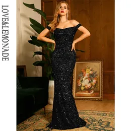 LOVELEMONADE сексуальное черное облегающее платье макси без бретелек с пайетками «рыбий хвост» LM81343-7 220507