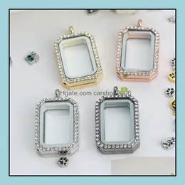 Lockets Necklaces Pendants Jewelry Top Grade Fashion Square Floating Locket Diy Transparent Glass Frames Floatings Charms Wholesale Ship D