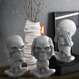 Cute Skull Silicone Candle Mold DIY Halloween Aromatic Making Supplies Resin Soap Christmas Gift Craft Home Decor 220721