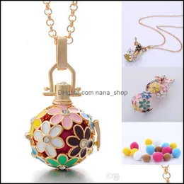 Pendant Necklaces Pendants Jewelry Premium Aromatherapy Essential Oil Diffuser Necklace Locket With 60Cm Chain 3Pcs Refill Ball 5 Styles D