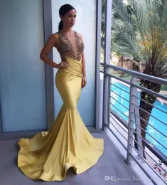 New Sexy Arrival Daffodil Plus Size Mermaid Lace Evening Dresses Jewel Neck Beaded Pleats Floor Length Holidays Party Gowns Custom Made