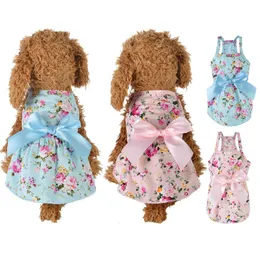 Köpek giyim yaz küçük çiçek çiçek baskılı streç iplik prenses elbise evcil hayvan köpekleri kıyafet köpek kedileri kostüm dressdog