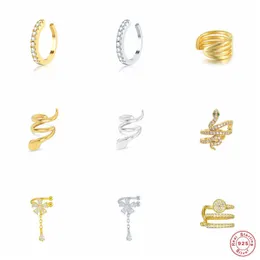Clip-on skruvst￥ng 925 Sterling Silver Minimalist Multi-Layer Ear Cuffs For Women Ingen piercing Snake Zircon Butterfly Clip Earrings Je