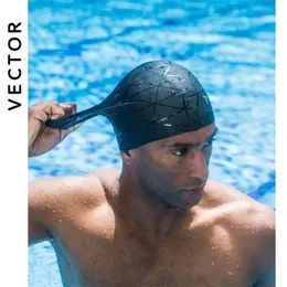 3D Swimming Caps Elastic Professional Silica Gel Gel Waterproof Protection Vuxna män Kvinnor Långt hår Hat täcker Ear Bone Pool 220621