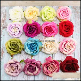 Faux Floral Greenery Home Accents Decor Garden de alta qualidade Rose grande rosa de cabeça atacado Hand Diy Fake Flower Silk Ploth para festa Mer