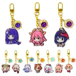 Genshin Impact Kaedehara Kazuha Barbara Gunnhildr Akryl Keychain Badge Cartoon Cosplay Nyckelring Tillbehör AA220318