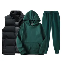 Roupas de pista masculina de cor sólida sets esportivos masculinos sets de retalhos de retalhos de zíper de trajes casuais moletom com capuz calças de colete de colete