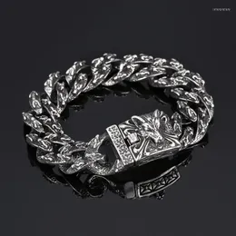 Charm Bracelets Stainless Steel 316L Wolf Cuban Chain Bracelet Men Unique Street Party JewelryCharm Inte22