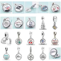 2019 Yeni 100% Ayar Gümüş Sevimli Futbol Dangle Charm Büyüleyici Rüya Şatosu Dreamland Hemşire Kurtarma Huzur Için Dua Jewelr AA220315