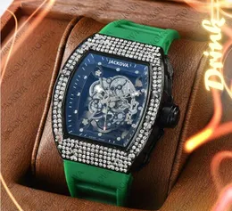 Orologio da uomo di alta qualità con anello di diamanti cavi 43mm orologio di lusso al quarzo movimento automatico cinturino in gomma silicone orologi da uomo fabbrica montre de luxe