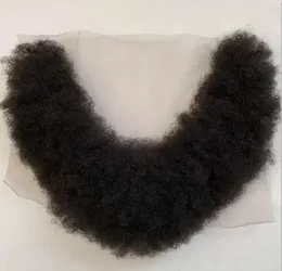 4mm Afro Beard Full Lace Unit 100 Indian Virgin Human Hair Replacement 4mm Afrokinky Curl Male Mustache for Black Men Fast Express Delivery