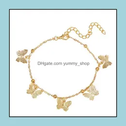 Cavigliere di gioielli Temperamento a farfalla cavaltro cavo di moda gold oro Sier Beach Caviglie