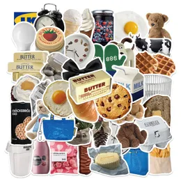 50pcs Nowe Ins Food Milk Butter Naklejki do laptopa samochodowego Motocyklowy kask Cartoon Naklejka do dzieci Klasyczne zabawki