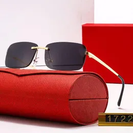 2022 Neueste Mode-Herren-Designer-Sonnenbrille aus Verbundmetall, randlos, optischer Rahmen, klassisch, rechteckig, quadratisch, goldfarben, Luxus-Sonnenbrille für Damen