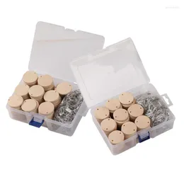 Klasyna 100pcs Naturalne kromki z drewna Blak Niedokończone drogi z bali okrągłe puste drewniane kółka z kluczowymi pierścieniami EMEL22