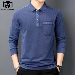 Merk Lente Herfst Vintage Polo Shirt Mannen Hoge Kwaliteit Katoenen T-shirt Homme Lange Mouw Camisa Polo Mannen Kleding T1105 220702