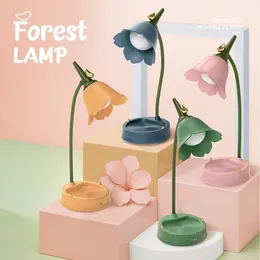 Table Lamps Flower LED Lamp Student Bedroom Room Lighting Touch Reading Eye Protection Multi-function Bedside Desk LampTable