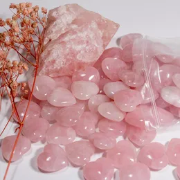 Natural pink Crystal Stone Ornaments Carved 25*10MM Heart Chakra Reiki Healing Quartz Jewelry Making Home Decor