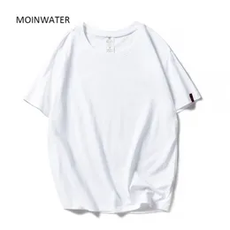 Moinwater 여성 블랙 화이트 티셔츠 레이디 솔리드 코튼 티셔츠 짧은 소매 티셔츠 여성 여름 탑 여성 MT1901 220402