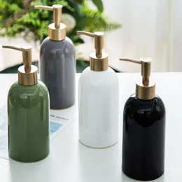 Bathroom Shower Sets 420ml Ceramic Liquid Soap Dispenser Shampoo Bottle Hand Sanitizer Gel Empty Pump