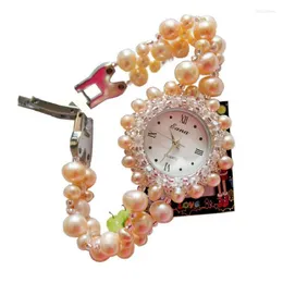 Armbandsur Nyhetskvinnor WIST Titta på Nature Pearl Armband Quartz Arm Wristwatch Jewelry for Girls Students Gifts