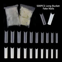 500st Clear Natural False Nail Tips C Curved Long Square Straight Nails Artificial Acrylic Manicure Nail Art Tool 220725