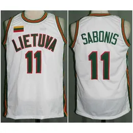 XFLSP # 11 Arvydas Sabonis Team Lietuva Litauen Retro Classic Basketball Jersey Mens Broderi Stitched Anpassat Ett nummer och namn