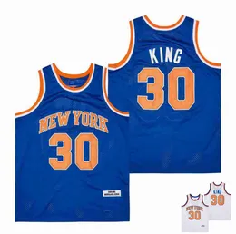 Mi08 Vintage 1984-85 Bernard King Basketball-Trikots Herren Blau #30 Weiß genähte Hemden S-XXL Mesh Hohe Qualität