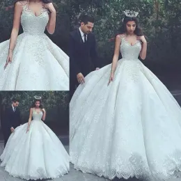 2022 Ballkleid-Hochzeitskleider mit Spagetti-Trägern, Brautkleid mit Spitze, bodenlang, nach Maß, Übergröße, Prinzessin, Vestido de Novia