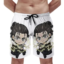 Męskie spodenki Chibi Eren Board Yeager Anime Manga Aot Printed Short Pants Męskie talia Swim Trunksmen's