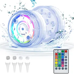 Pond Light 2 Packs Underwater Lights 13 LED Beads 16 Colors 4 Changing Modes Dimmable Submersible LED for Bathtub Pool with Magnetic Remote Control Suction Cups