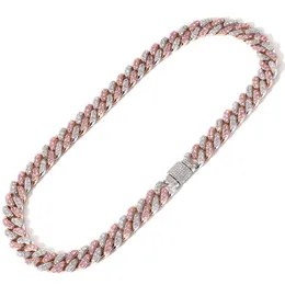 Collana Hip Hop Uomo Designer Bracciale tennis 12mm Collane a catena a maglie cubane 16/18/20/22/24 pollici Catene di diamanti moda Doppio colore Zirconia Pietra Bracciali 6/7/8 pollici