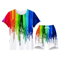 Męskie dresy europejskie i amerykańskie graffiti Art Malarstwo T-shirt męski druk 3D Creative Suit Sports Fashion Shorts Clothingmen's